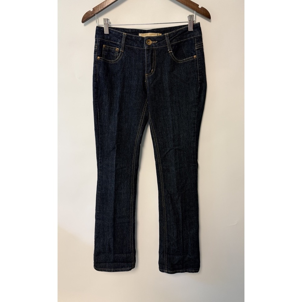 Vintage 90s Y2K Boom Boom Jeans Low Rise Bootcut Dark Wash Sz 5 Embroidery 29x31